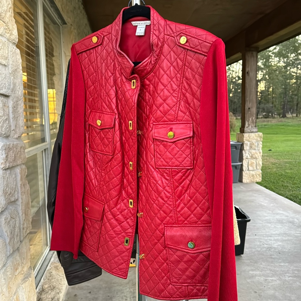 Red! Leather jacket 1x